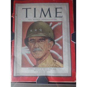 TIME MAGAZINE  OCTOBER 16, 1944 GENERAL COURTNEY HODGES OF THE U.S. FIRST ARMY